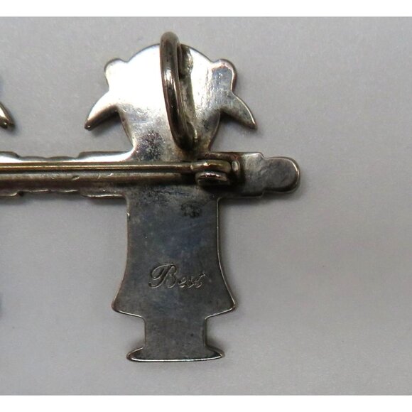 Best Brooch Pendant Twin Girls Sisters Doll 1.75" Silver Tone Pin Vintage - Picture 9 of 12